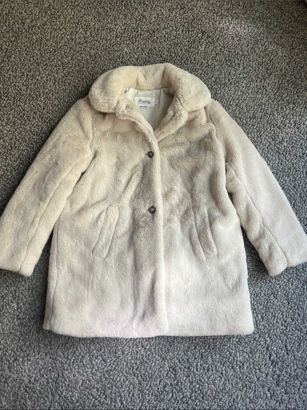 Bonpoint Cream Faux Fur Pea Coat for Kids